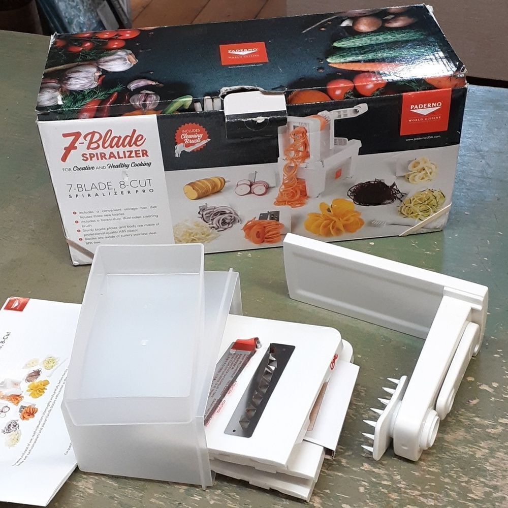 Paterno 7 blade, 8 cut‎ spiraling pro and hand held grater/slicer